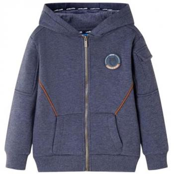 Felpa con Cappuccio e Cerniera per Bambini Blu Scuro Mélange 140 cod mxl 108454