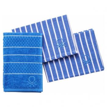 United Colors of Benetton 3 Kitchen Napkins - 100% Cotton Blue