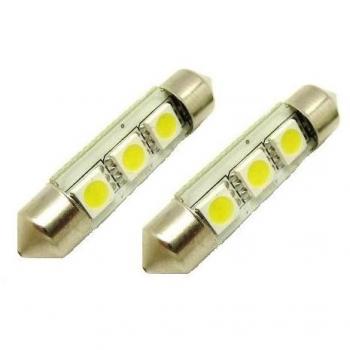 LED Taklampa, Sockel C5W, 3-LED, 39 mm (2-pakning)