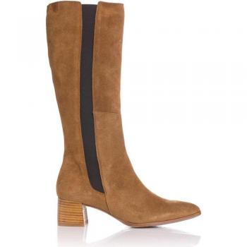Bota de tacón Popa Ayse cuero marrón
