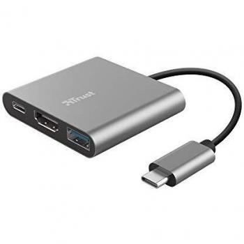 Adaptador Trust dalyx 3 en 1 multipuerto usb-c usb-a usb-c hdmi 2.0 23772
