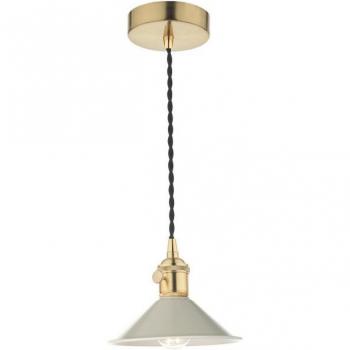 Hadano Pendente Cupola Ottone Naturale con Paralume Cashmere