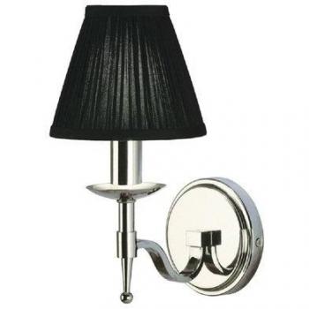 Stanford Nickel Indoor Candle Wall Light – Black Shade