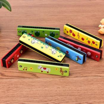 Cartoon Wooden Harmonica - Educational Music Instrument for Kids
