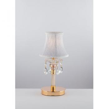 Fan Europe Lampada da tavolo Monet Vetro Cristallo Oro Paralume Tessuto 38 cm