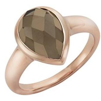 Jamelli Fingerring 925 Silber rosé vergoldet Rauchquarz