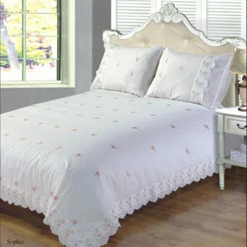 RAPPORT HOME Sophie Duvet Quilt Cover Floral Lace Trim Embroidered Bed Set, Polyester-Cotton, White, King