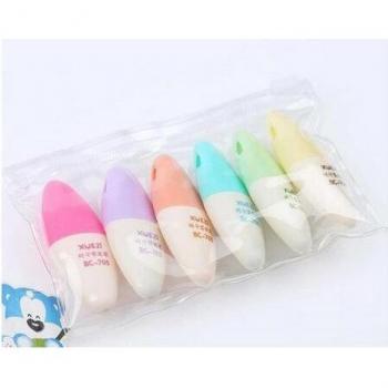 6 Color Cute Dot Stripe Highlighters for Kids - Kawaii Drawing Pens