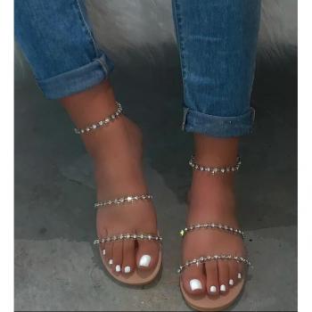 Talla Grande Elegancia: Sandalias de Verano con Diamantes Imitación