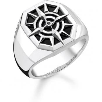 Anillo de hombre brújula negra de plata Thomas Sabo