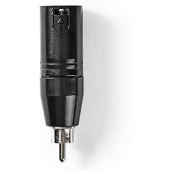 XLR-Adapter | XLR 3-Pins Male | RCA Male | Vernikkeld | Recht | Metaal | Zwart | 1 Stuk