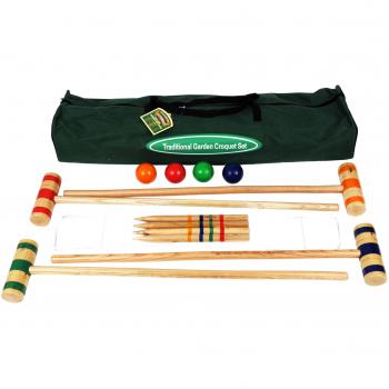 Family Croquet Set in Canvas Bag with Birch Wood Mallets