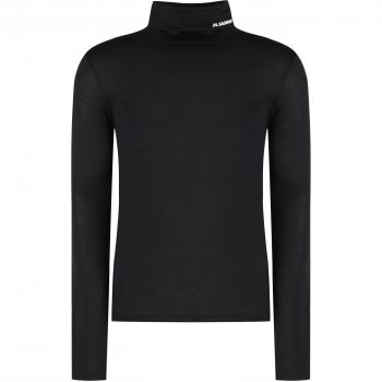 Col roulé noir à logo Jil Sander - XL