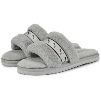 Chaussons Puma Fluff Remix Métallique Gris Clair Femme - 38