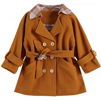 AA Children's Long Sleeve Solid Color Warm Coat with Pocket for Spring, Autumn, and Winter