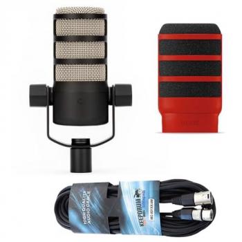 RØDE Podmic Mikrofon mit WS14R Popschutz und Kabel
