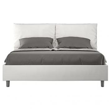 Cama sin somier Antea 160x210 tapizada en piel sintética blanca
