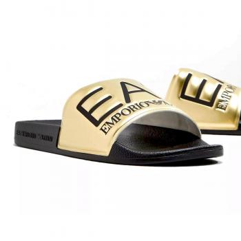 Emporio Armani EA7 Visibiltiy Slipper Heren - Zwart/Goud - Maxi Logo