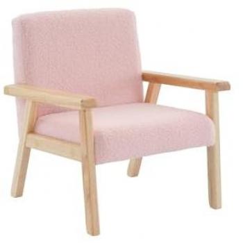 Poltrona per bambini in legno di hevea e tessuto bouclé