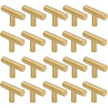 ABSF 50mm Gold Brushed Single Hole Cabinet Handles - 20 Pack