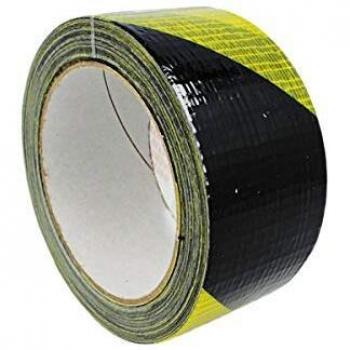 Nastri Antinfonistici Striscia Di Sicurezza Telato Nero e Giallo 50mm X 25mt Distanza di Cortesia Adesivo Segnaletica Da Pavimento Muro