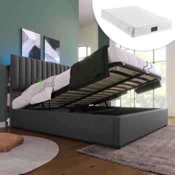 Letto Matrimoniale Smart 140x200 CM con App, LED & Ricarica USB‑C