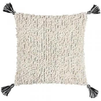 Housse de coussin Hoem Cambre Bouclé à pompons 50cm x noir/blanc