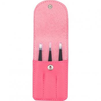 Trousse de maquillage d’épilation : Pince à épiler Sourcils 3‑en‑1 en acier inoxydable, sac inclus