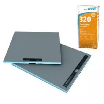 Wedi - Base para ducha 120 x 120 cm Fundo Riolito Neo, drenaje lineal + pegamento 324