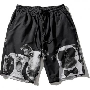 YASUGUOJI Summer Beach Dog Print Shorts