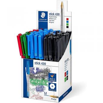 Staedtler Stick 430 Penne a Sfera - Punta 035 mm - Inchiostro Indelebile - Colori Assortiti 1 pezzo