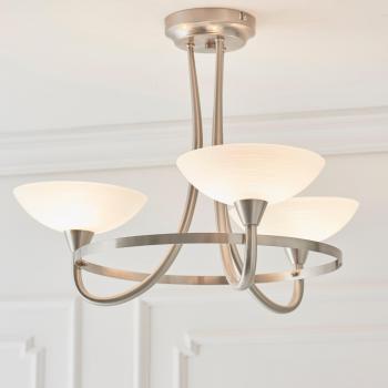 Vogue Cagney 3 Light Semi Flush Chrome Silver Ceiling Fitting