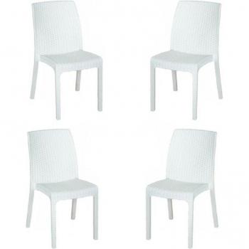 Chaise d’extérieur en rotin synthétique BICA – Blanc, compacte