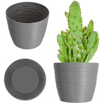 Kadax - Blumentopf rund, 11 cm, grauer Kunststoff