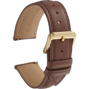 Bracelet en cuir véritable Calum pour montre connectée – 12 mm/24 mm Marron x Or, 22 mm, boucle facile