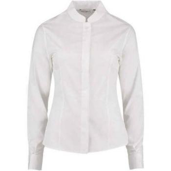 Camisa de Mujer Kustom Kit con Cuello Mandarin y Manga Larga