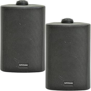 Dual 5.25” Black 90W Outdoor Speakers – Wall‑Mounted Hi‑Fi, 8Ω & 100V