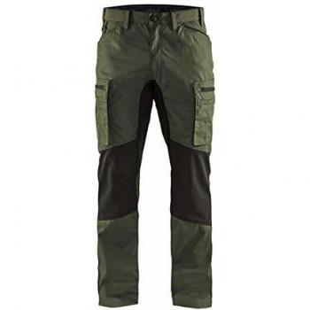 Pantaloni Service con inserti stretch Verde militare/Nero