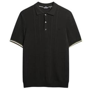 Superdry Polo de Punto Negro Algodón L