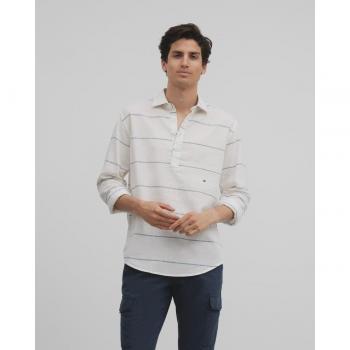 Polera Sport Silbon Soft Anchas Blanca Azul Hombre