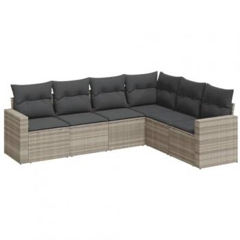 Conjunto de Sofás para Jardim 6 Peças com Almofadões Cinza Claro