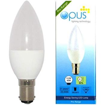 Opus 5.2W LED Candle Lamp B15 – 6500K Daylight, Dimmable, Opal Finish