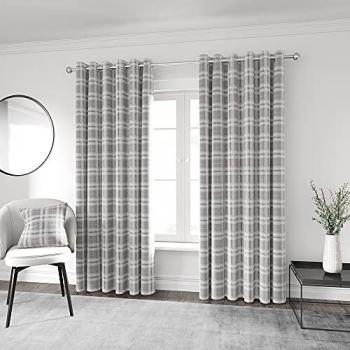 Helena Springfield Harriet Lined Eyelet Room Darkening Curtains Blush/Grey Width 228 x Drop 183cm