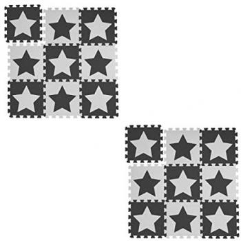 Relaxdays SoftPlay 18‑Piece EVA Jigsaw Mat – Indoor Safe Foam Play Surface, 1.6 m² (White/Grey)
