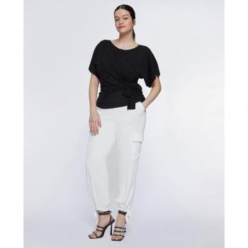 Pantalón Recto Tipo Cargo Liso Fiorella Rubino