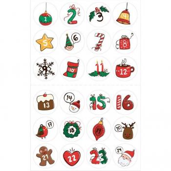 24 Stück Frohe Weihnachten Advent Kalender Papieraufkleber Süßigkeiten Verpackung Dekor