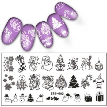 Dreamer Christmas Nail Art Stencil - Rectangle Stamping Plate