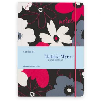 Black A5 Floral Lined Journal