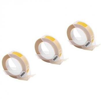 Omega Compatible Embossing Tape – 3 × 3D, White on Yellow
