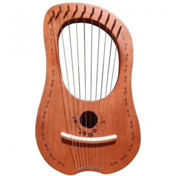 Portable 10-String Lyre Harp